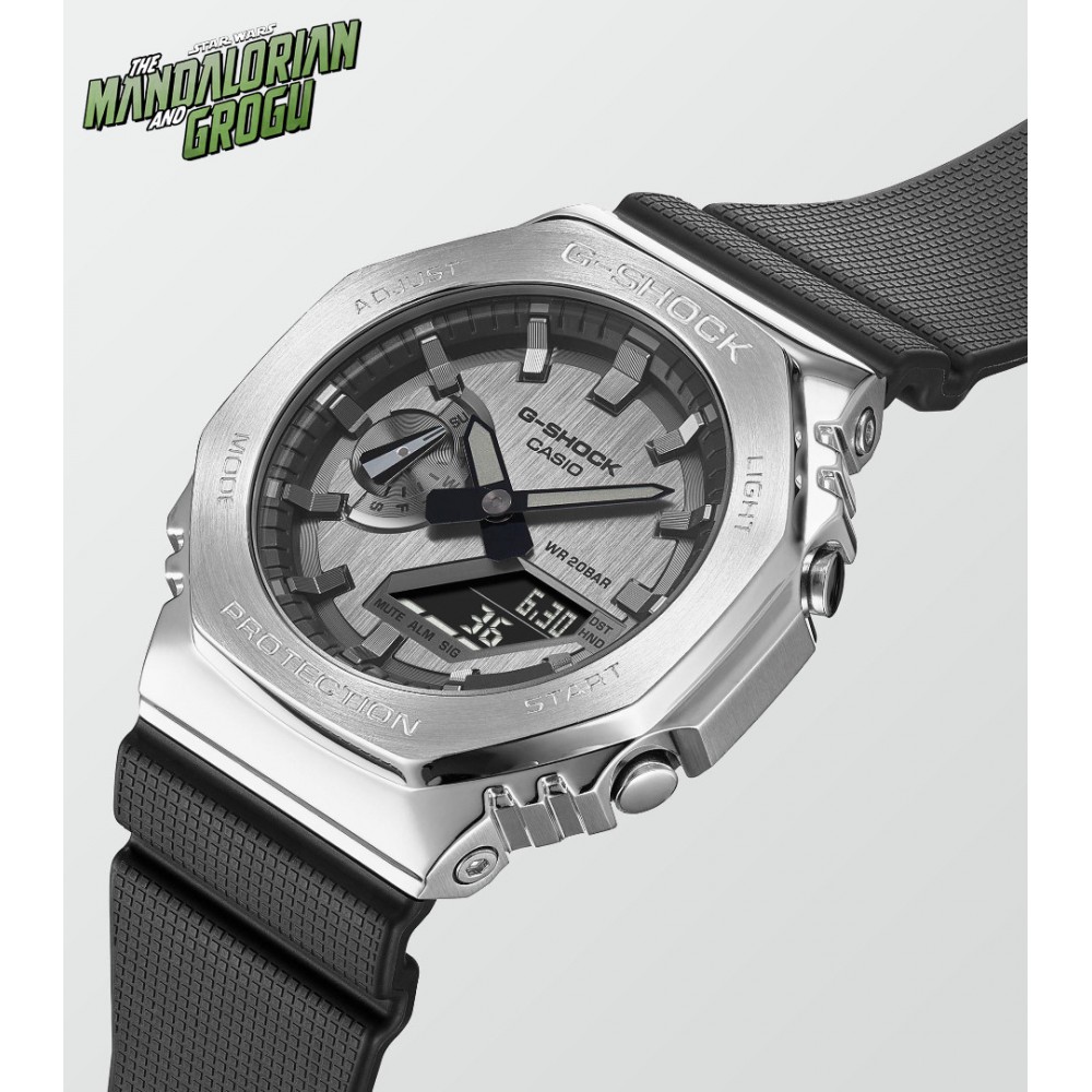 Ανδρικό Ρολόι Casio G-Shock Star Wars Συλλεκτικό Dual Time Chronograph 44mm Ανοξείδωτο Ατσάλι Λουράκι Ρητίνης Μαύρο/Ασημί GM-2100-1AER-MAN