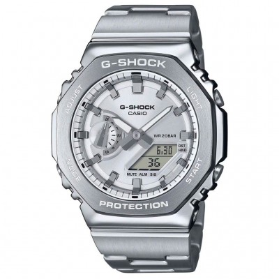Men's Watch Casio G-Shock Dual Time Chronograph 45mm Stainless Steel Bracelet Silver GM-2110D-7ΑER