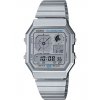 Unisex Watch CASIO Vintage Dual Time Chronograph Silver Stainless Steel Bracelet A-130WE-7AEF