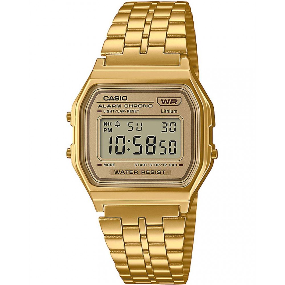 Unisex Watch CASIO Vintage Chronograph Gold Stainless Steel Bracelet A-158WETG-9AEF