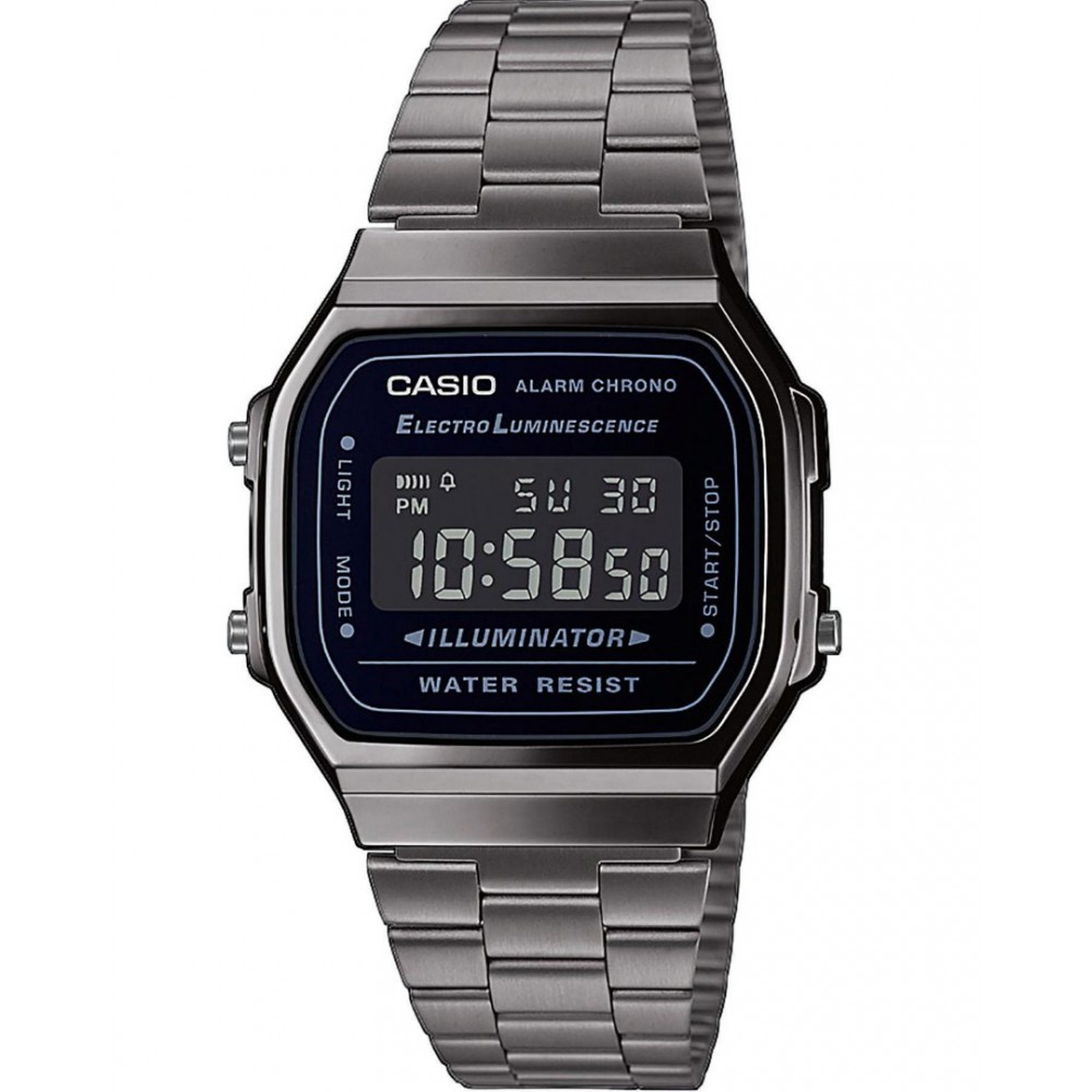 Men's Watch CASIO Vintage Iconic Chronograph 38mm Stainless Steel Grey A-168WEGG-1BEF