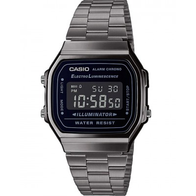 Men's Watch CASIO Vintage Iconic Chronograph 38mm Stainless Steel Grey A-168WEGG-1BEF