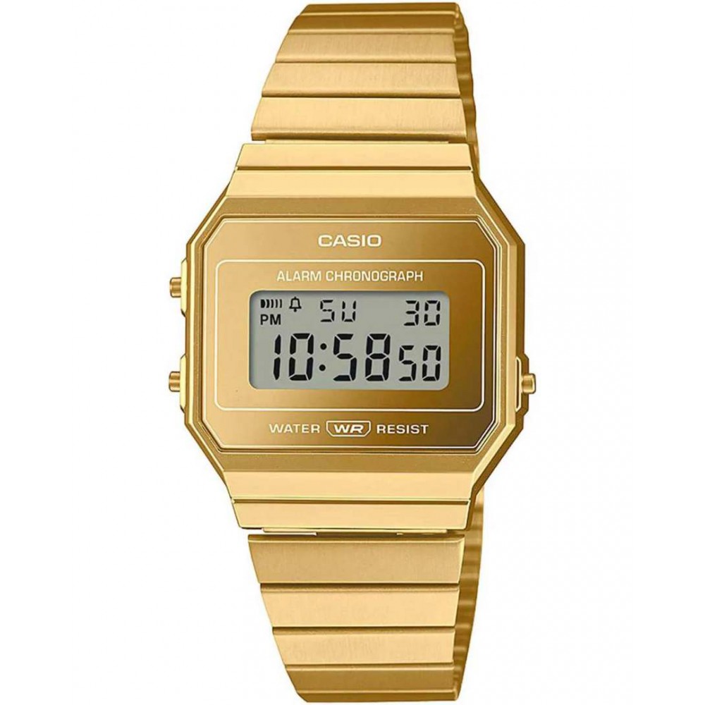 Unisex Ρολόι CASIO Iconic Vintage Collection Χρυσό Μπρασελέ Ανοξείδωτο Ατσάλι A700WEVG-9AEF