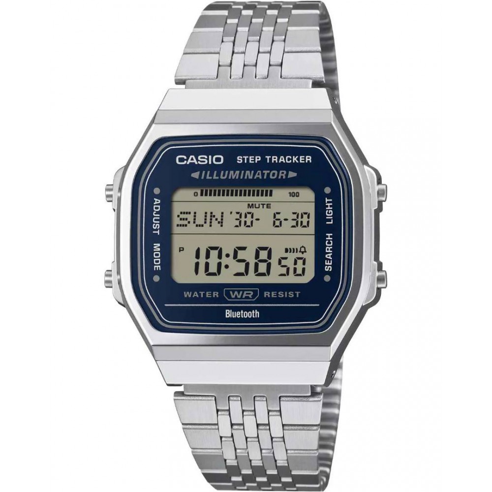 Unisex Watch CASIO Vintage Collection Chronograph Stainless Steel Bracelet Silver/Blue ABL-100WE-2AEF