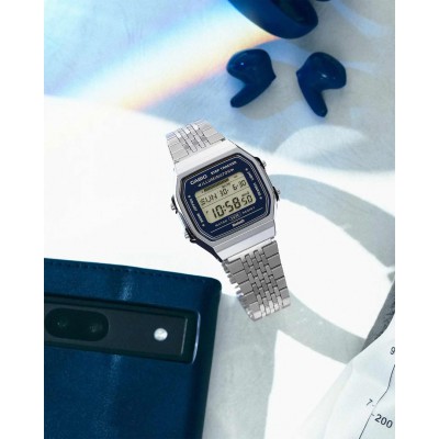 Unisex Watch CASIO Vintage Collection Chronograph Stainless Steel Bracelet Silver/Blue ABL-100WE-2AEF