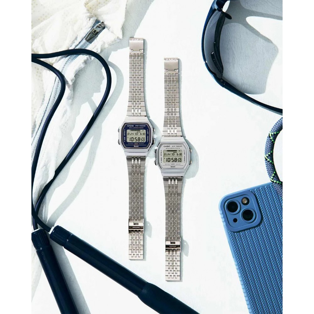 Unisex Watch CASIO Vintage Collection Chronograph Stainless Steel Bracelet Silver/Blue ABL-100WE-2AEF