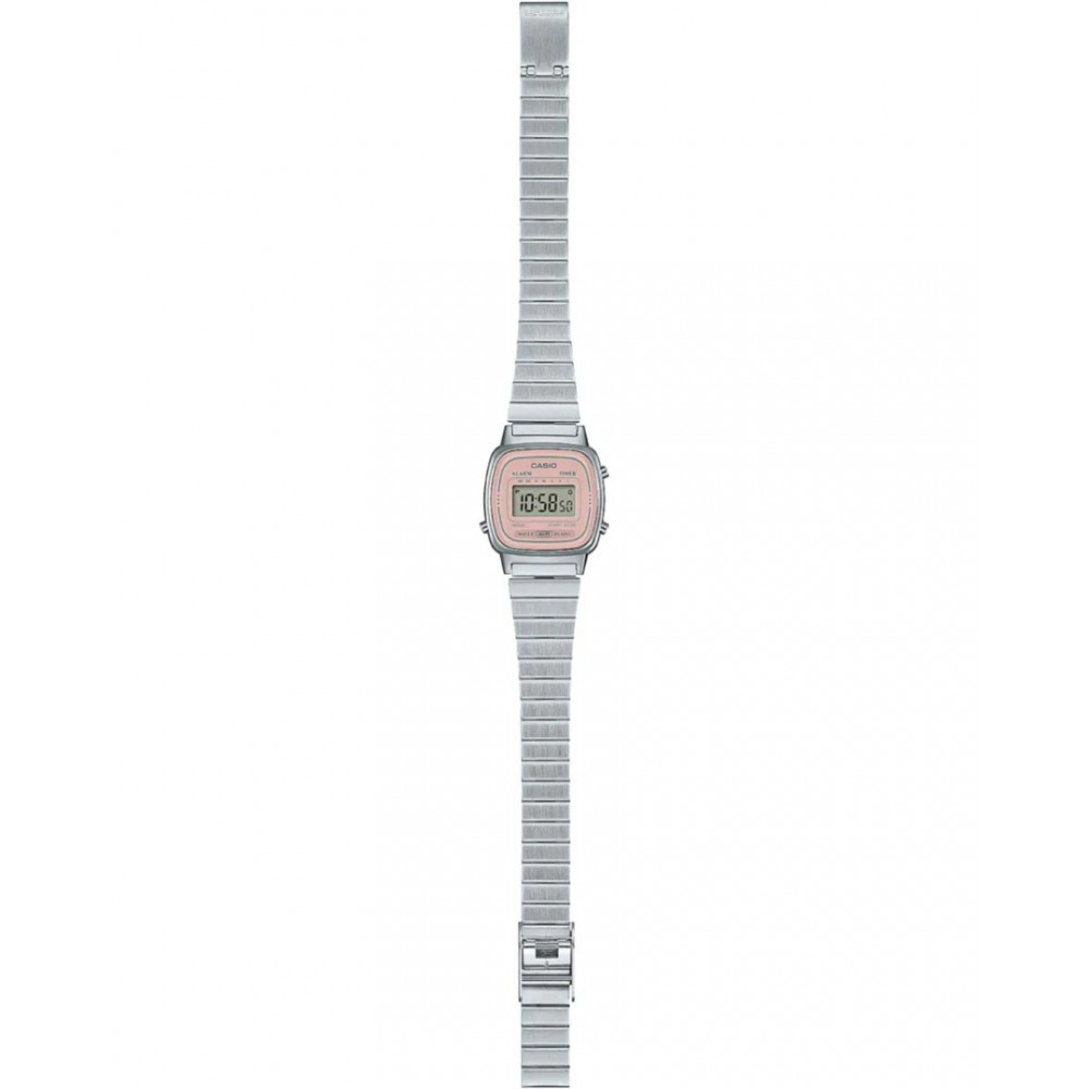 Γυναικείο Ρολόι CASIO Vintage Chronograph 25mm Ανοξείδωτο Ατσάλι Μπρασελέ Ασημί/Ροζ LA-670WEA-4A2EF