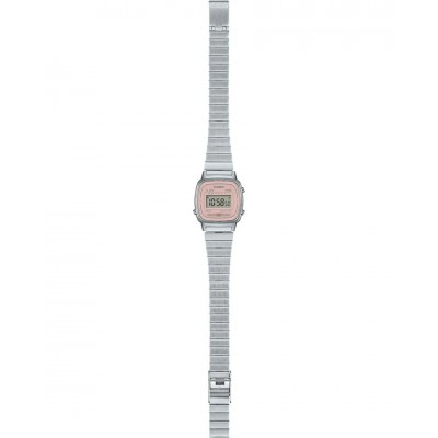 Woman's Watch CASIO Vintage Chronograph 25mm Stainless Steel Bracelet Silver/Pink LA-670WEA-4A2EF