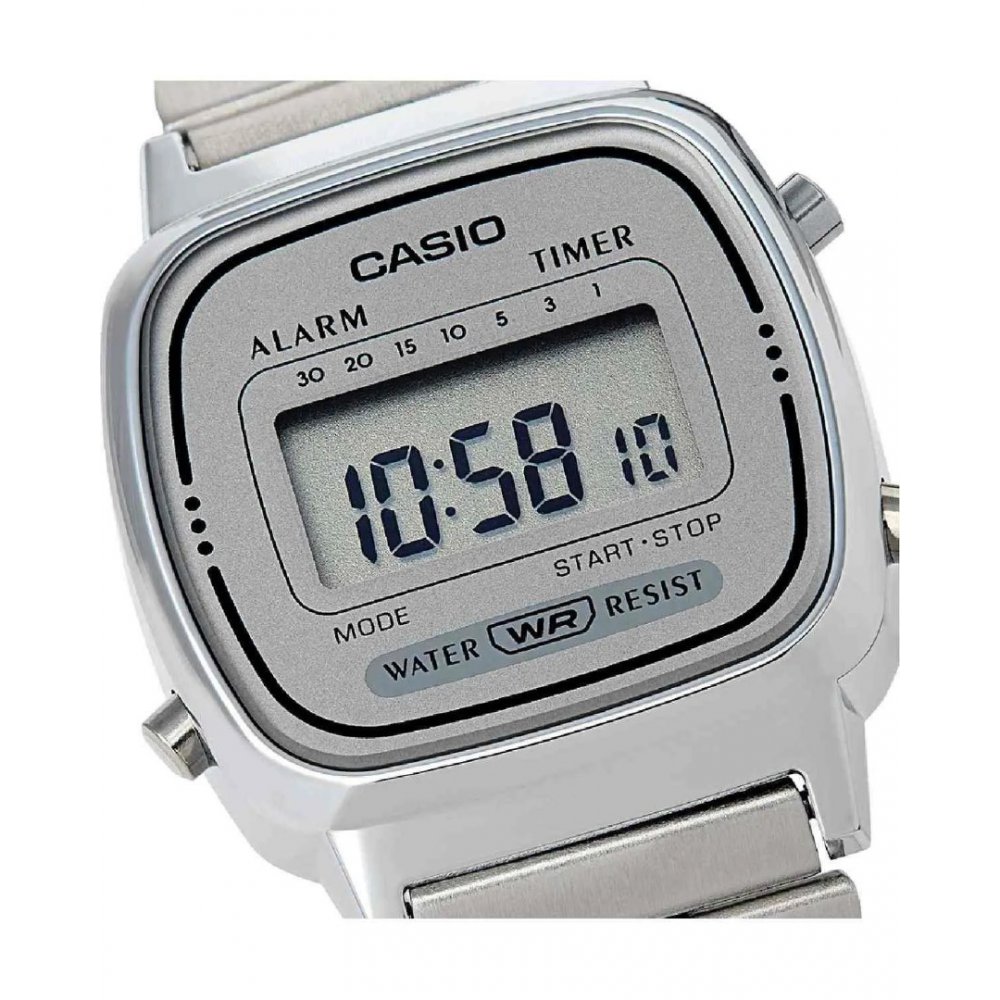 Woman's Watch CASIO Vintage Chronograph Silver Stainless Steel Bracelet LA-670WEA-7EF