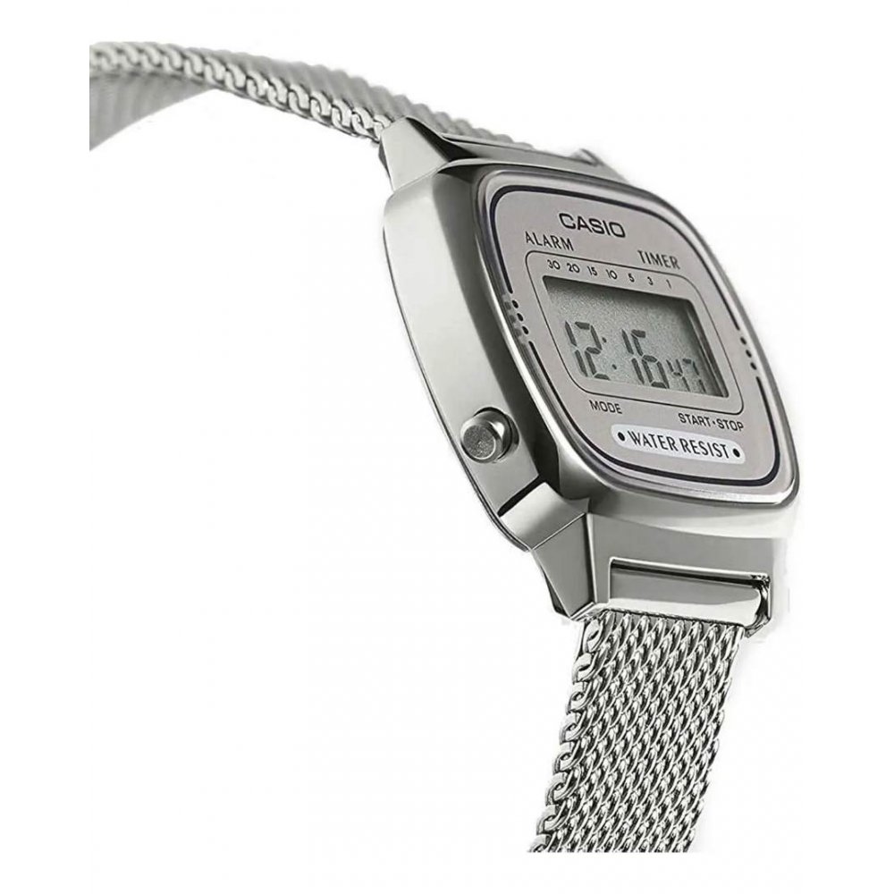 Woman's Watch CASIO Vintage Chronograph Silver Stainless Steel Bracelet LA-670WEA-7EF