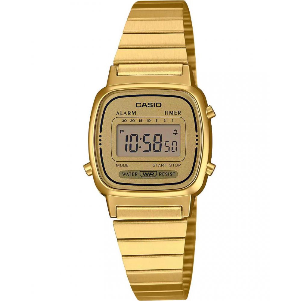 Γυναικείο Ρολόι CASIO Vintage Chronograph Ανοξείδωτο Ατσάλι Μπρασελέ Χρυσό LA-670WEGA-9EF