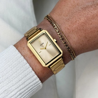 Γυναικείο Ρολόι Cluse Fluette 30.6mm Ανοξείδωτο Ατσάλι Μπρασελέ Χρυσό Gift Set CG11507