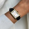 Woman's Watch CLUSE Belisenna 21mm Black Leather Band Gold/White CW15005