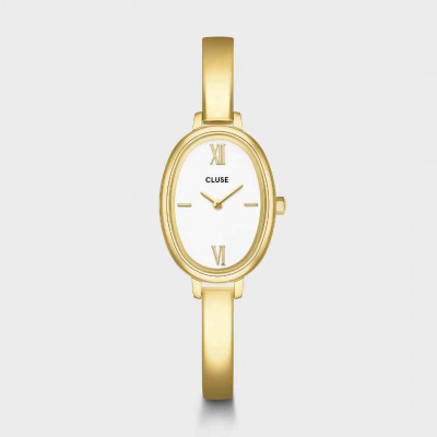 Woman's Watch CLUSE L'Ovale 22mm Stainless Steel Bracelet Gold/White CW16101