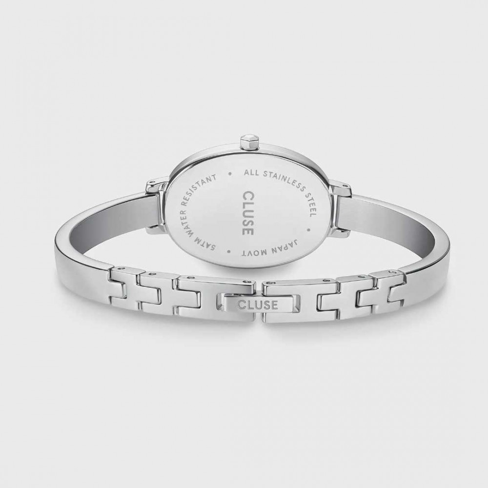 Woman's Watch CLUSE L'Ovale 22mm Stainless Steel Bracelet Silver/White CW16102