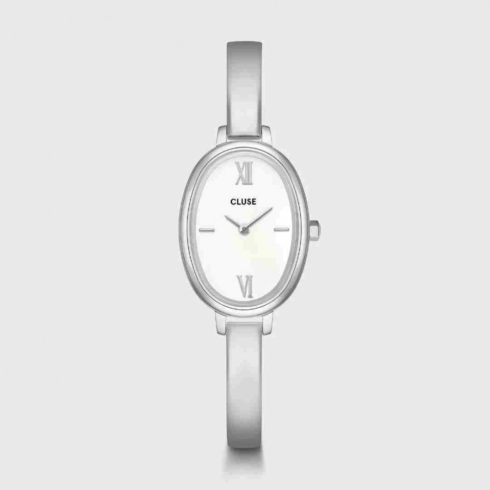 Woman's Watch CLUSE L'Ovale 22mm Stainless Steel Bracelet Silver/White CW16102