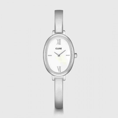Woman's Watch CLUSE L'Ovale 22mm Stainless Steel Bracelet Silver/White CW16102