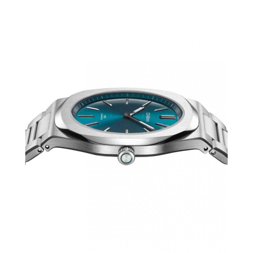 Unisex Watch D1 Milano Ultra Thin Groovy Petrol  39mm Stainless Steel Bracelet Silver/Petrol D1-UHBJ03