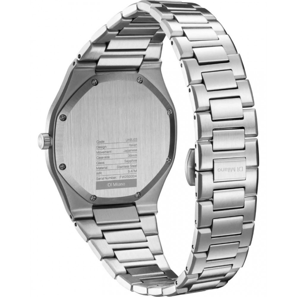 Unisex Watch D1 Milano Ultra Thin Groovy Petrol  39mm Stainless Steel Bracelet Silver/Petrol D1-UHBJ03