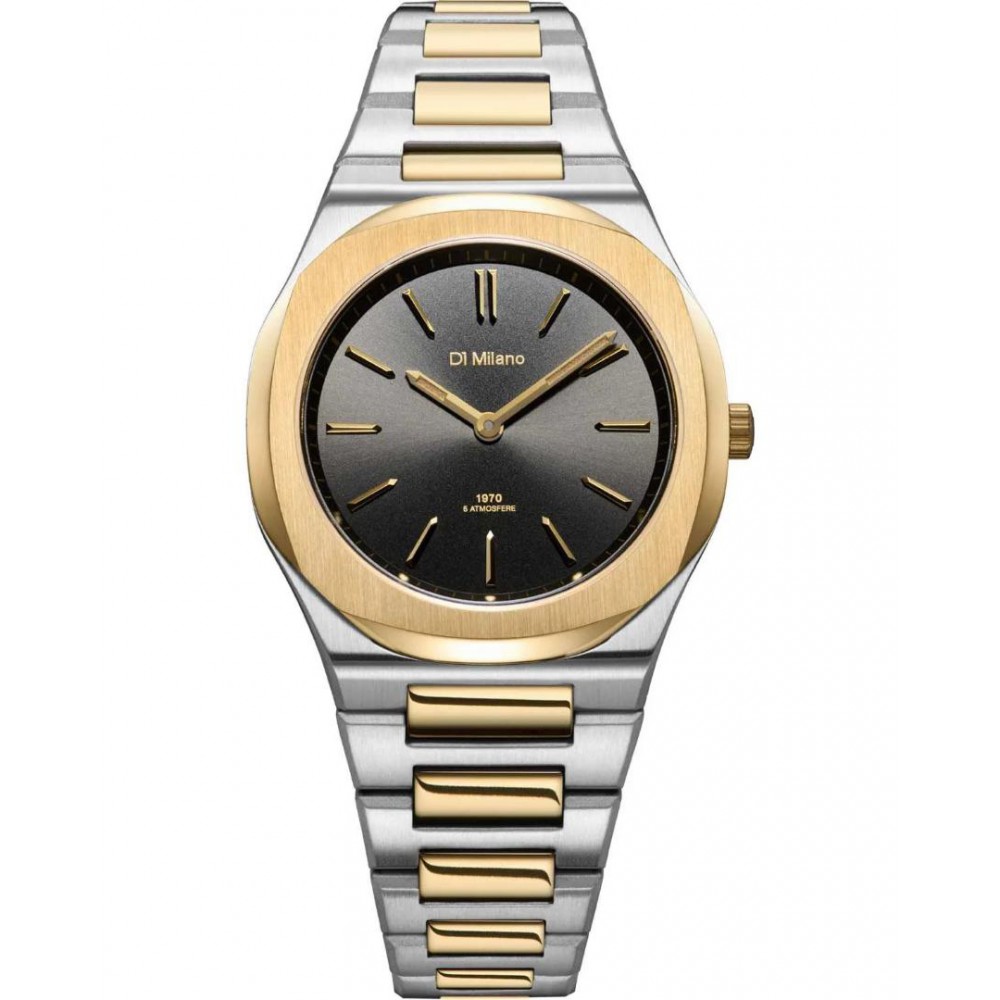 Woman's Watch D1 Milano Ultra Thin Tone Mellow Two Tone 34mm Stainless Steel Bracelet Silver/Gold/Black D1-UHBL03