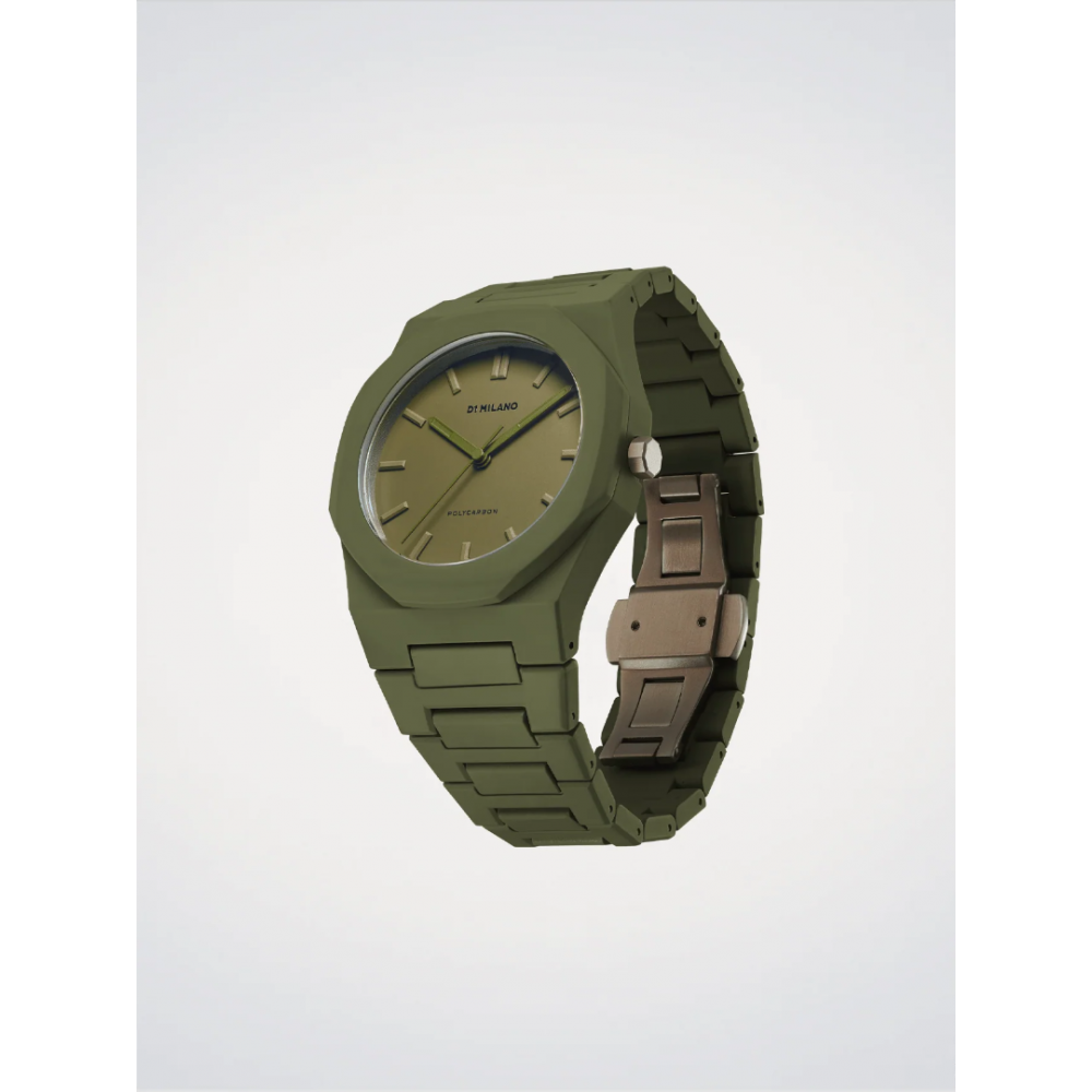 Men's Watch D1 Milano Polycarbon 40.5mm Polycarbonate Military Green D1-PCBJ22
