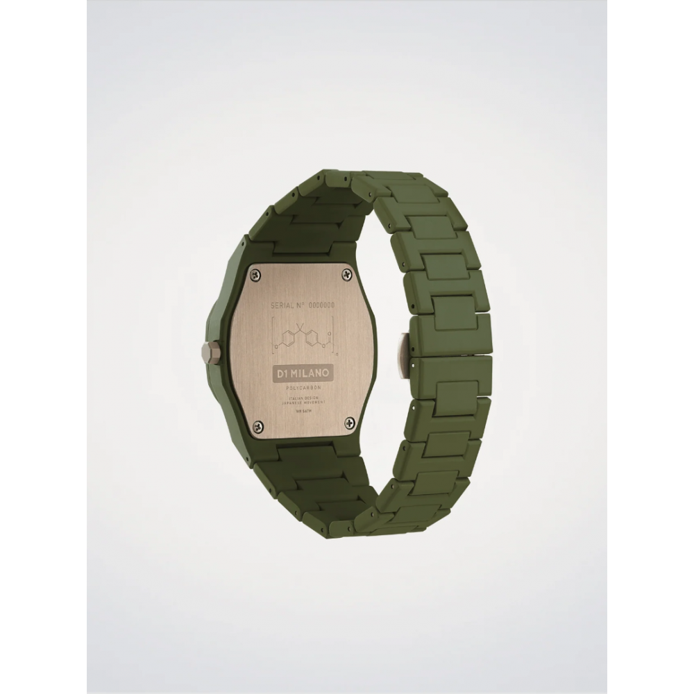 Men's Watch D1 Milano Polycarbon 40.5mm Polycarbonate Military Green D1-PCBJ22