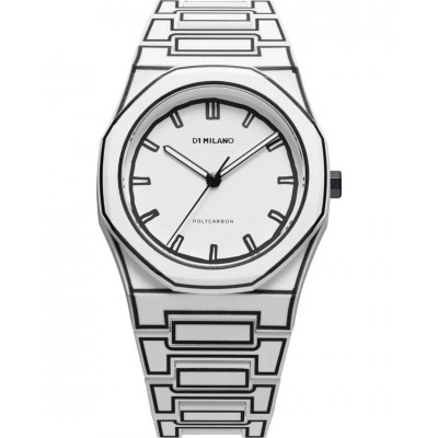 Men's Watch D1 Milano Polycarbon 2D Two Tone 40.5mm Polycarbonate White/Black D1-PCBJ34