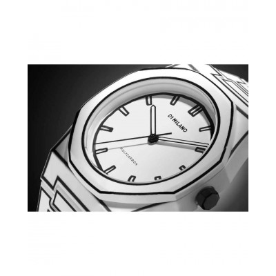 Men's Watch D1 Milano Polycarbon 2D Two Tone 40.5mm Polycarbonate White/Black D1-PCBJ34