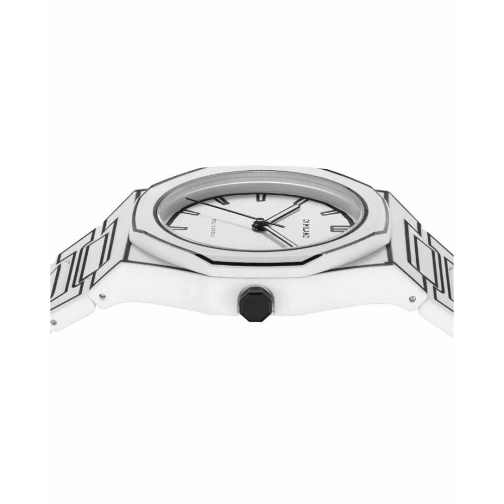 Men's Watch D1 Milano Polycarbon 2D Two Tone 40.5mm Polycarbonate White/Black D1-PCBJ34