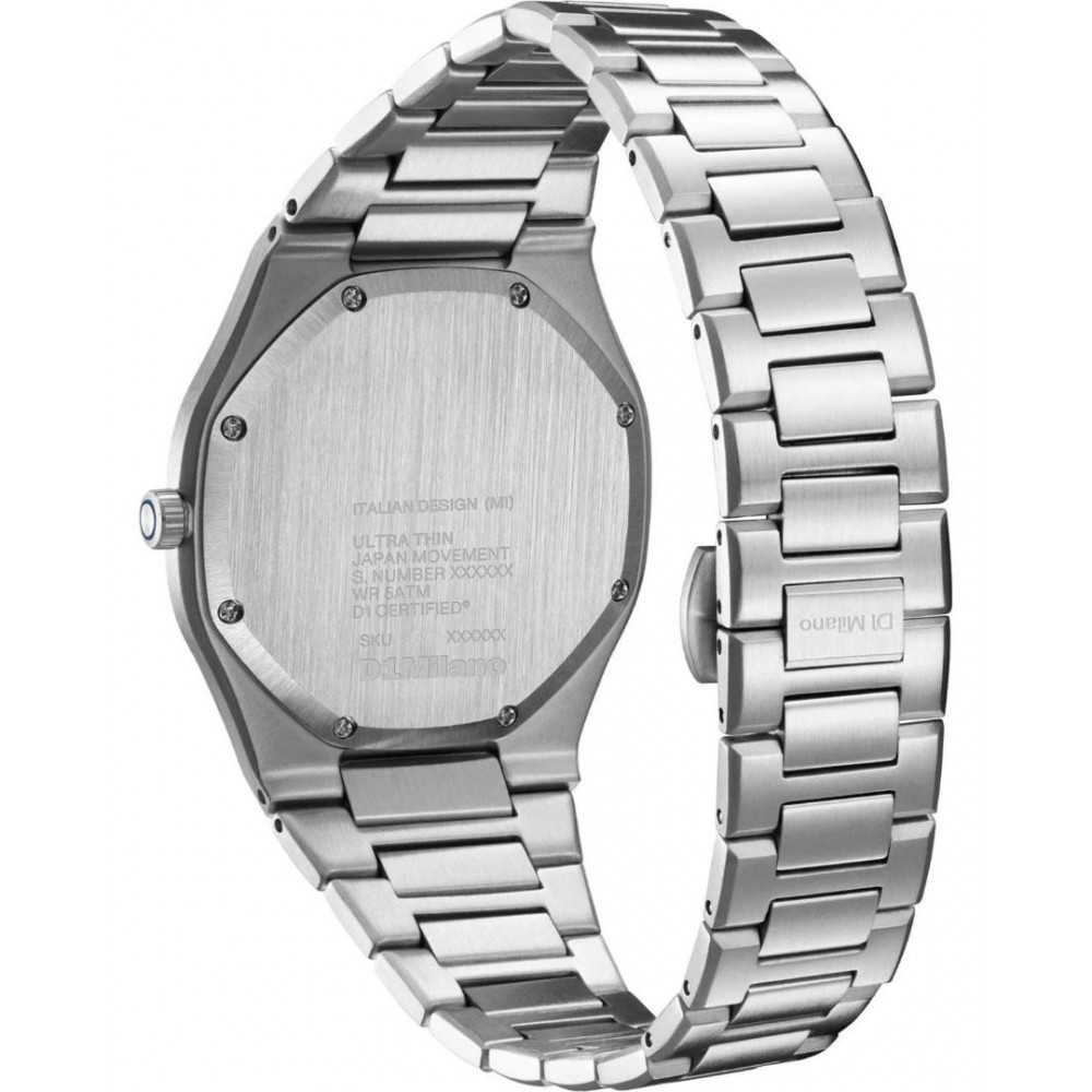 Unisex Watch D1 Milano Ultra Thin '1970' 39mm Stainless Steel Bracelet Silver/Black D1-UHBJ04