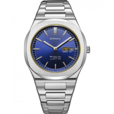 Unisex Watch D1 Milano Ultra Thin '1970' 39mm Stainless Steel Bracelet Silver/Blue D1-UHBJ07
