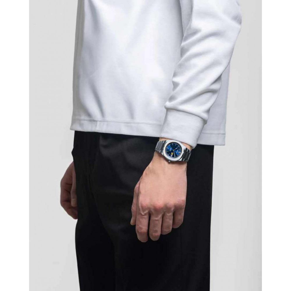 Unisex Watch D1 Milano Ultra Thin '1970' 39mm Stainless Steel Bracelet Silver/Blue D1-UHBJ07