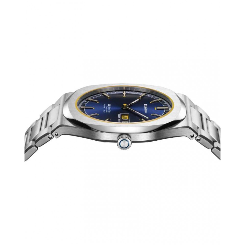 Unisex Watch D1 Milano Ultra Thin '1970' 39mm Stainless Steel Bracelet Silver/Blue D1-UHBJ07