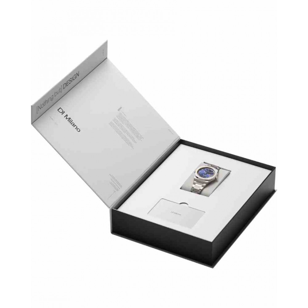 Unisex Watch D1 Milano Ultra Thin '1970' 39mm Stainless Steel Bracelet Silver/Blue D1-UHBJ07
