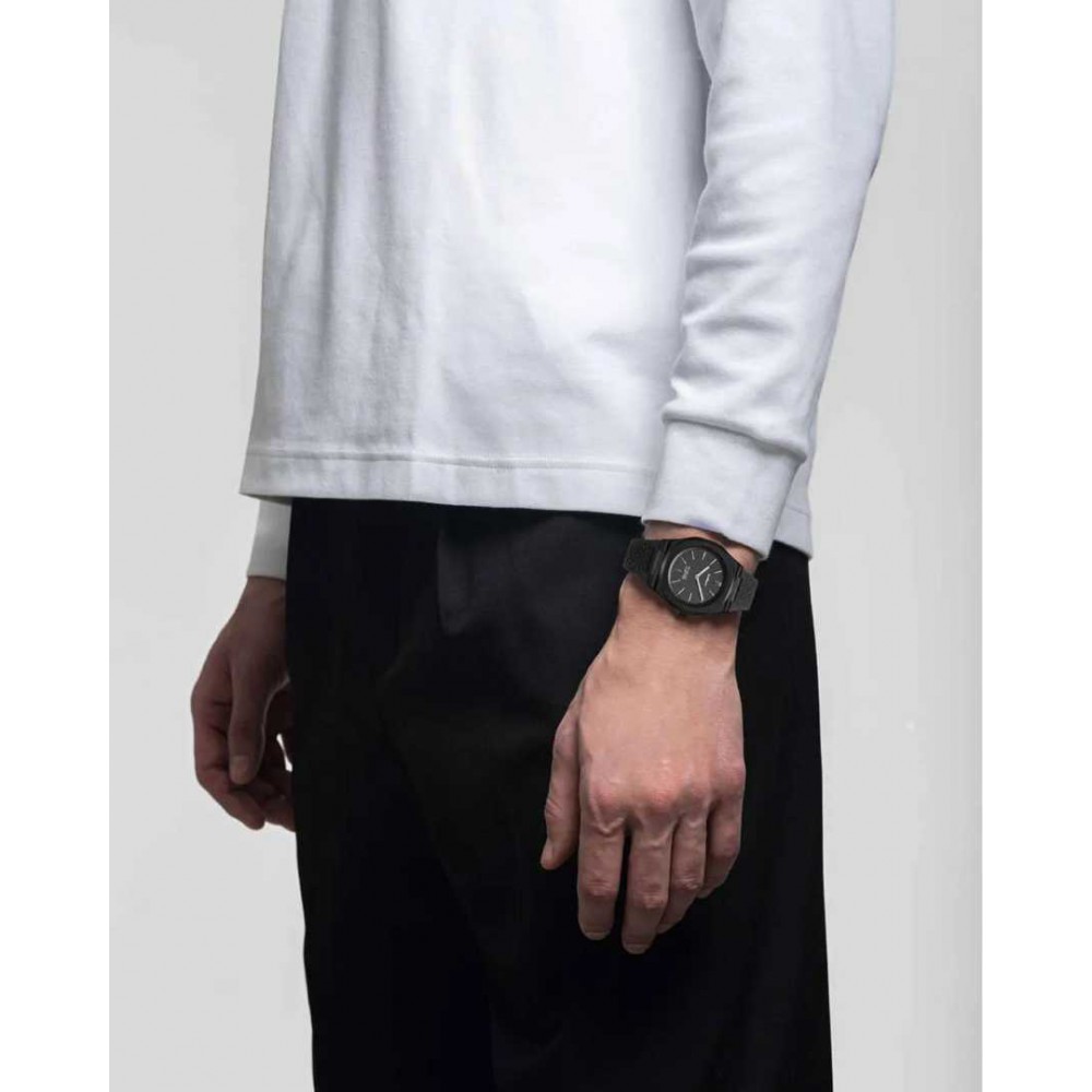 Unisex Watch D1 Milano Ultra Thin '1970' 39mm Black Synthetic Strap D1-UHKJ01