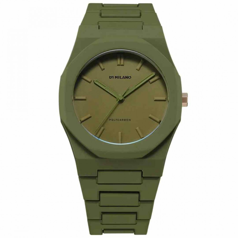 Men's Watch D1 Milano Polycarbon 40.5mm Polycarbonate Military Green D1-PCBJ22