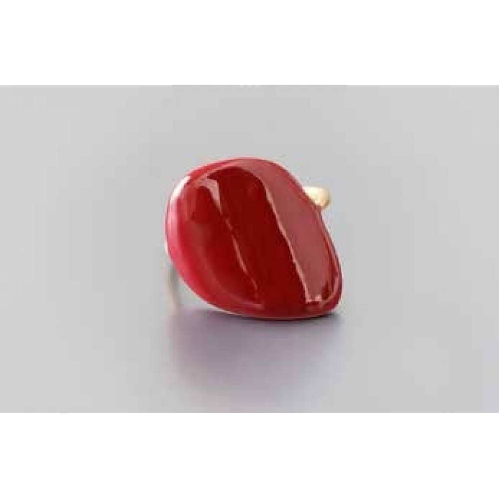 Woman's Ring DaphneP Blots Broken Pillar Brass Red Enamel 012-red