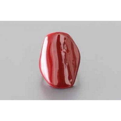 Woman's Ring DaphneP Blots XL Polygon Brass Red Enamel 015-red