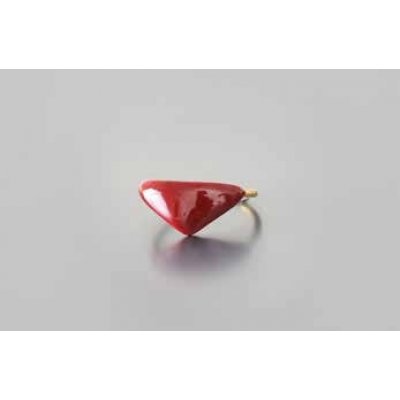 Woman's Ring DaphneP Blots Triangle Brass Red Enamel 001-red