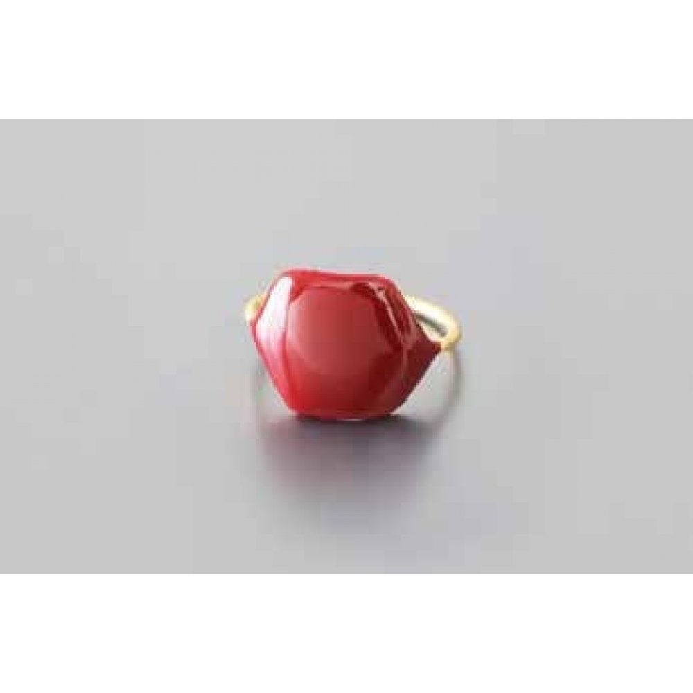 Γυναίκειο Δαχτυλίδι DaphneP Blots Small Polygon Ορείχαλκος Κόκκινο Σμάλτο 004-red