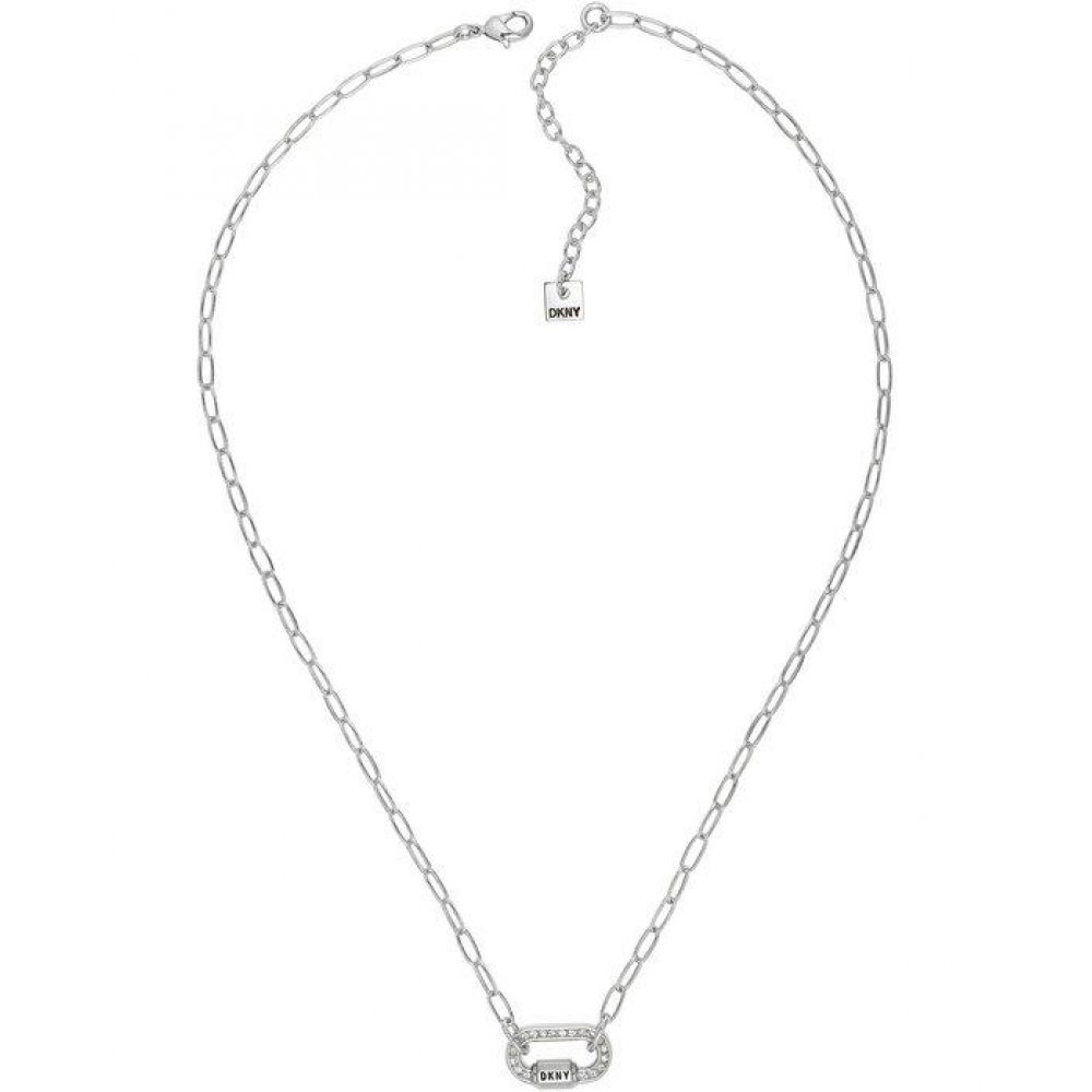DKNY Womans Necklace Crystal Carabiner Silver 5548834