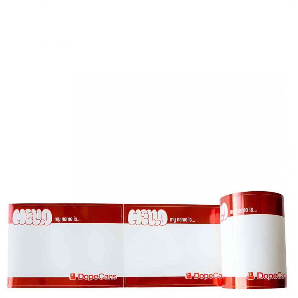 Dope Cans "Hello My Name Is" Stickers Metallic Red DO-XS1003