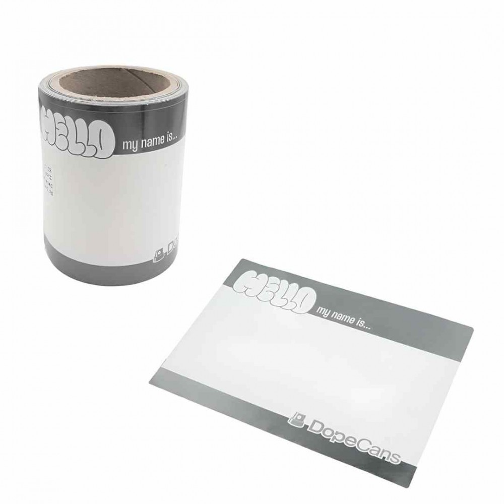 Dope Cans "Hello My Name Is" Stickers Metallic Silver DO-XS1001