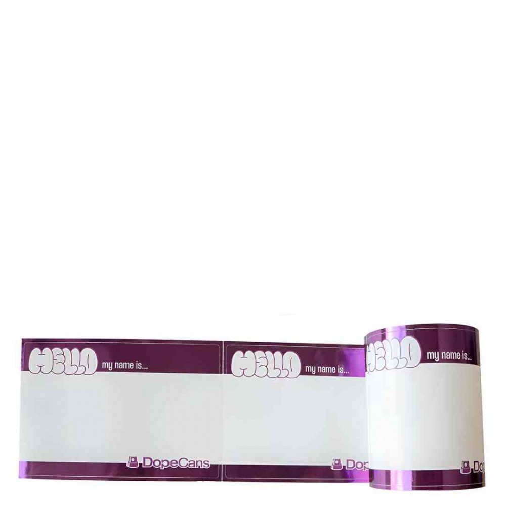 Dope Cans "Hello My Name Is" Stickers Metallic Violet DO-XS1002