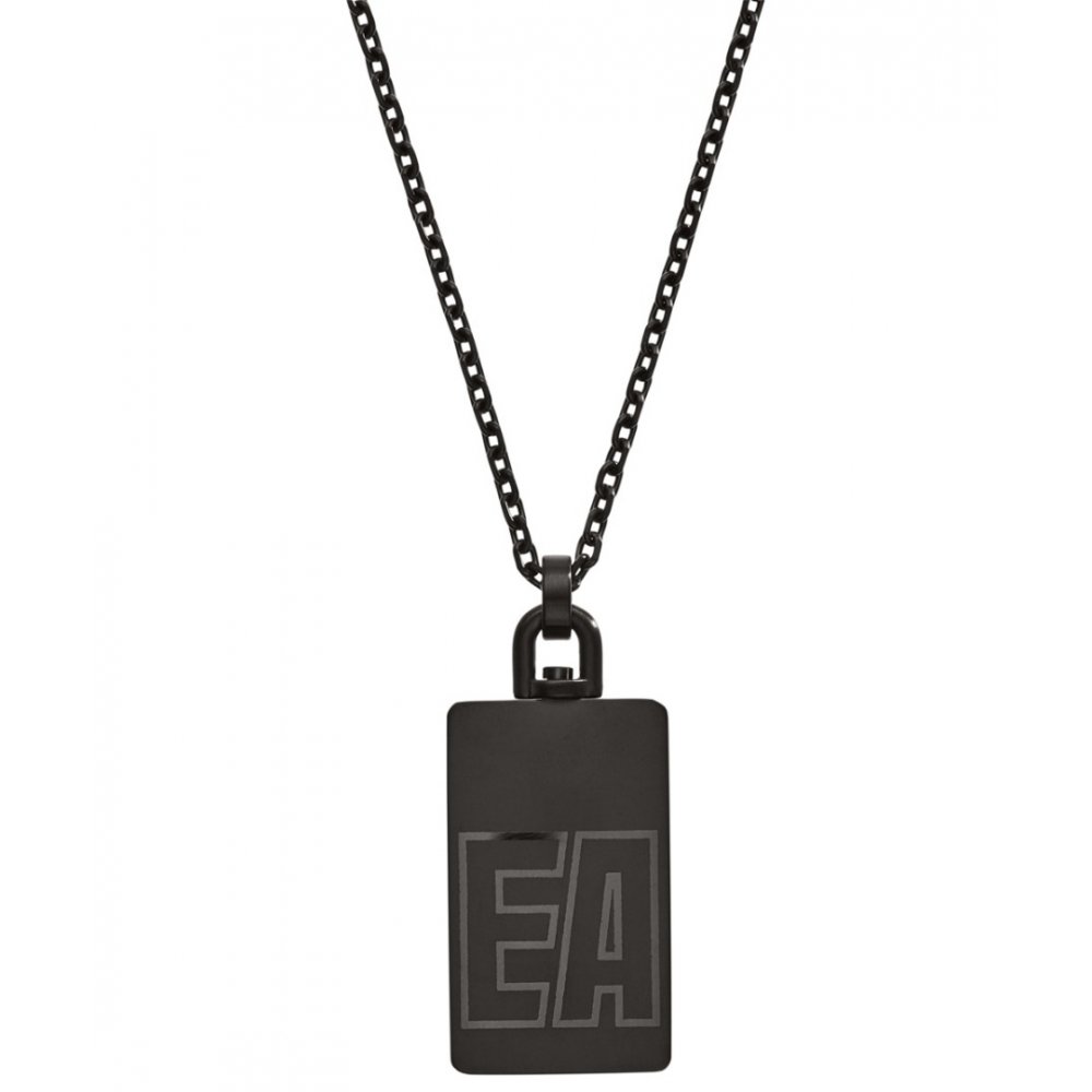 Men's Necklace Emporio Armani Stainless Steel Black / Chaki