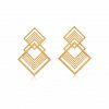 Woman's Earrings Fey Papanikou Double Fractal Statement Gold Plated