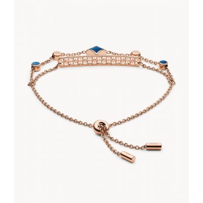 Womans Bracelet FOSSIL Duo Signature Diamond Rose-Gold-Tone Steel Bracelet