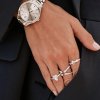 JCou Γυναικείο Δαχτυλίδι Multi Stone Ασήμι Επιπλατινωμένο