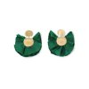 Woman's Earrings Katerina Makriyianni Mini silky Fan Green 24K Gold Plated Bronze Silk K10.E15.EGR