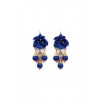 Γυναικεία Σκουλαρίκια Katerina Makriyianni Blue Bud Chandeliers Μπλε Μπρούτζος Χρυσός/Μετάξι K16.E10.B.S
